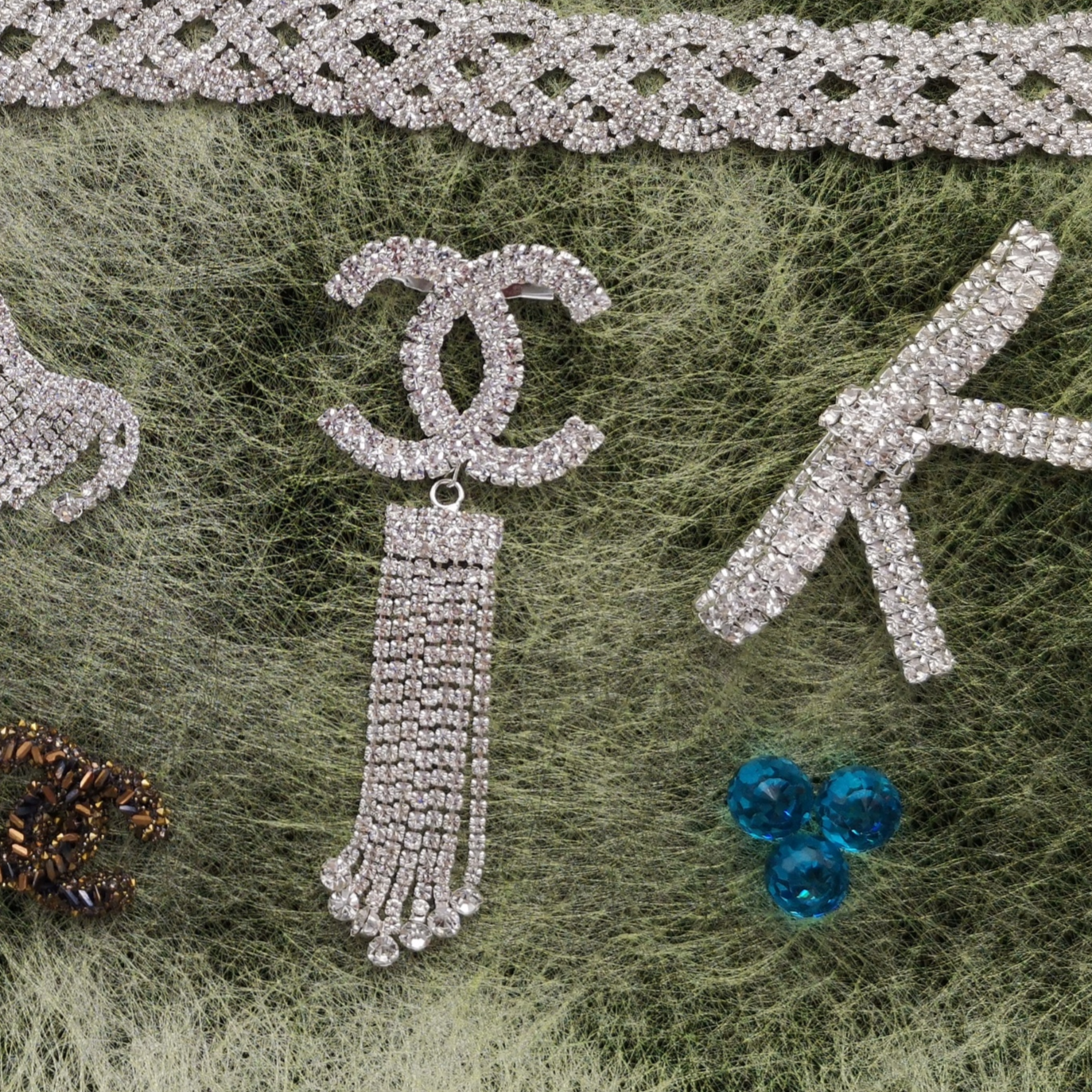 Double C letter Xiaoxiang elegant Su high-end earring accessory, Panda water diamond fashionable and versatile women's earrings 5391