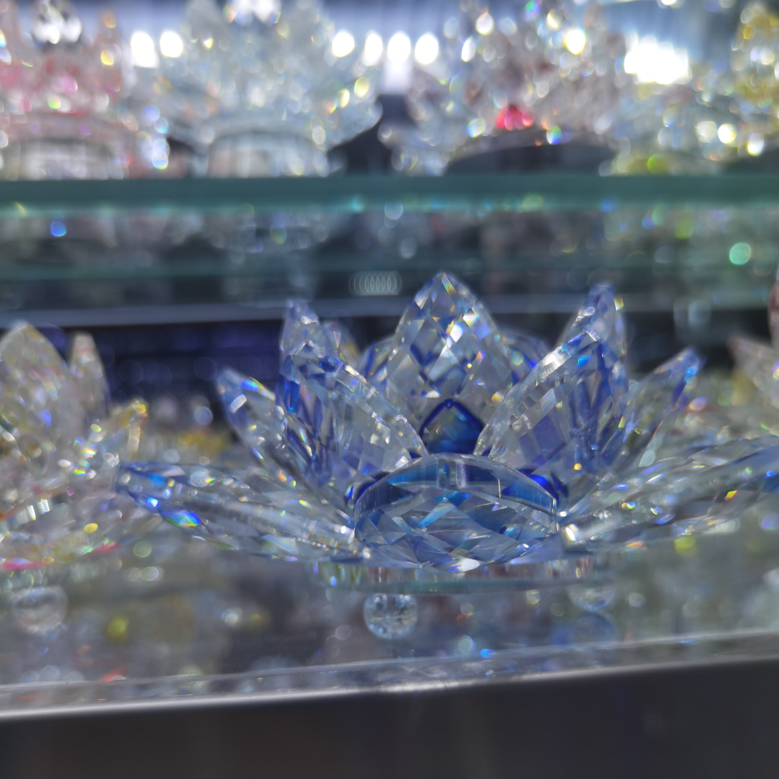 水晶莲花，50公分蓝色汽车摆件水晶装饰品，厂家直销