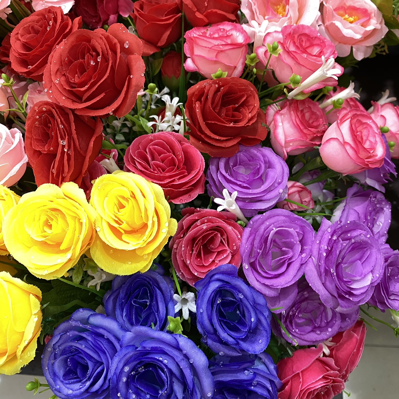 Water drop round center rose mixed color