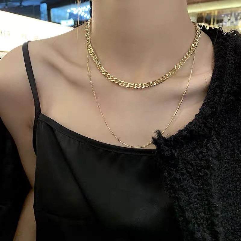 Korean female Internet celebrity with double-layered necklaces, retro collarbone sweater chain, trendy and simple 2 detail image 3