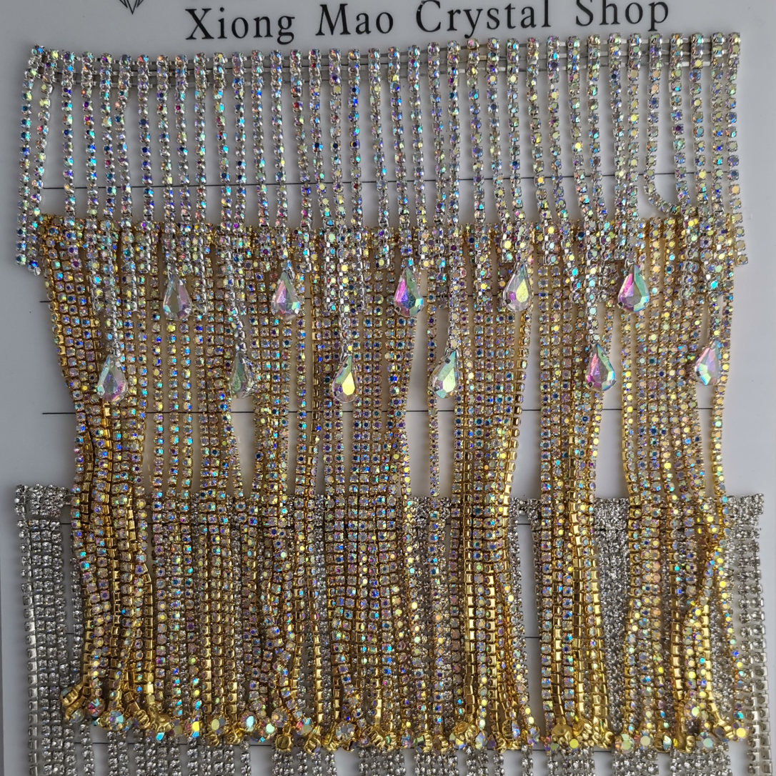 Panda Water Diamond brand DIY glass fancy diamond chain tassel accessory, welded fancy claw chain wedding dress and evening gown, handcrafted material 4520