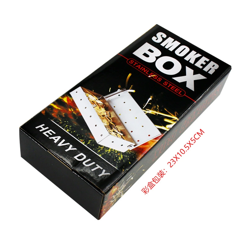 不锈钢烟熏盒烧烤工具 不锈钢烟熏盒 果木盒子烧炭盒 BBQ烤肉香料盒 户外烧烤详情图3
