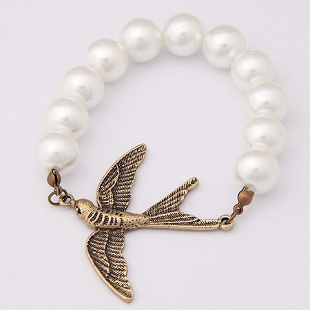 ：韩国明星-欧美外贸复古时尚小燕子小鸟珍珠手链