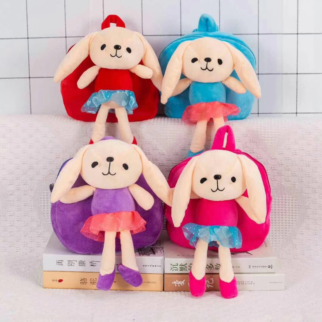 Kindergarten bag cartoon plush doll bag rabbit plush toy bag long ear rabbit plush girl bag