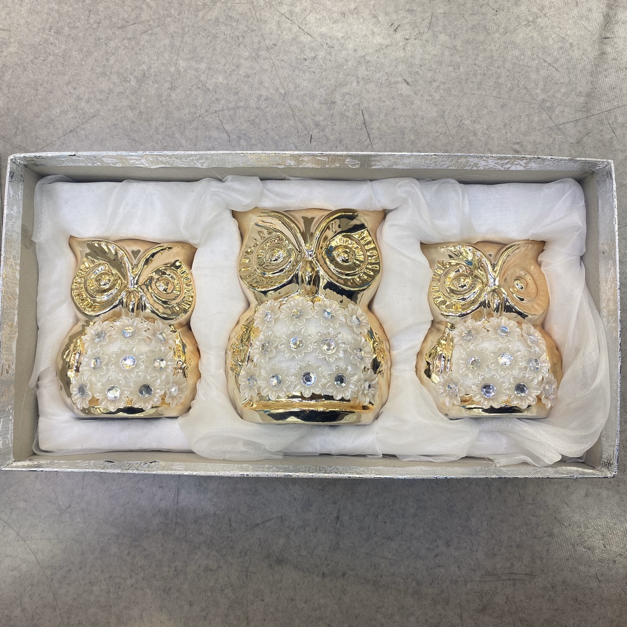 动物摆设 陶瓷猫头鹰摆件 日式田园风家居工艺饰 银色摆件 金堡花瓶工厂