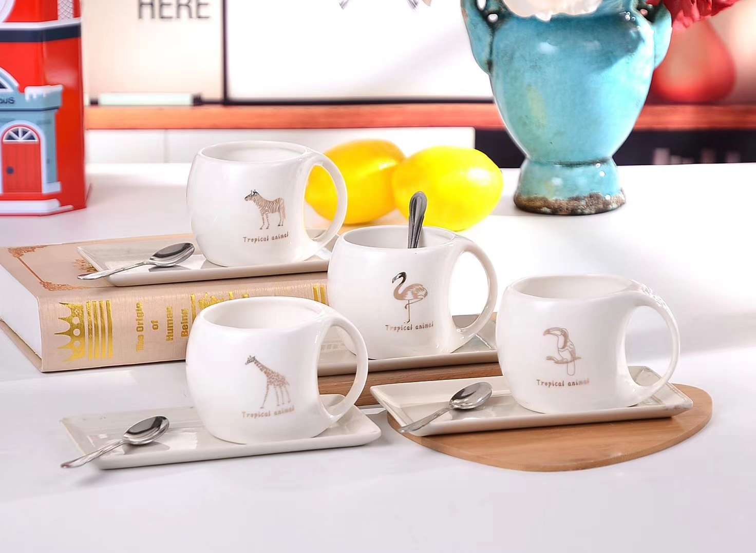 Buck Star Ceramic Cup Couple Cup Creative Personality Cup Coffee Cup Saucer Set High-End Tea Cup Set details Picture
