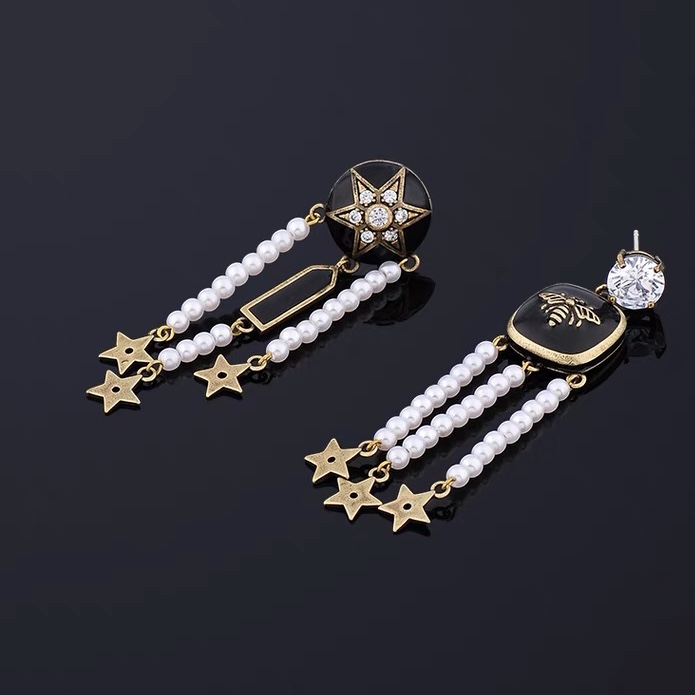 Stars millet beads five star earrings