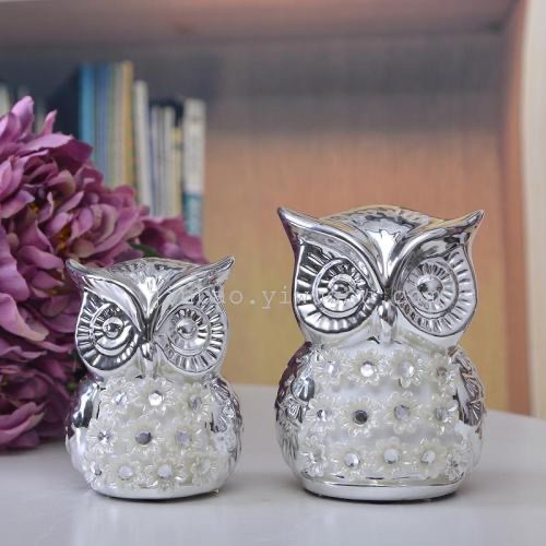 Animal decoration ceramic owl decoration Japanese pastoral style home crafts decorated Gold castle vase