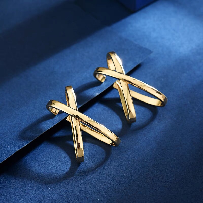 Exaggerated European and American personality chic crossover fashion trend earrings.
