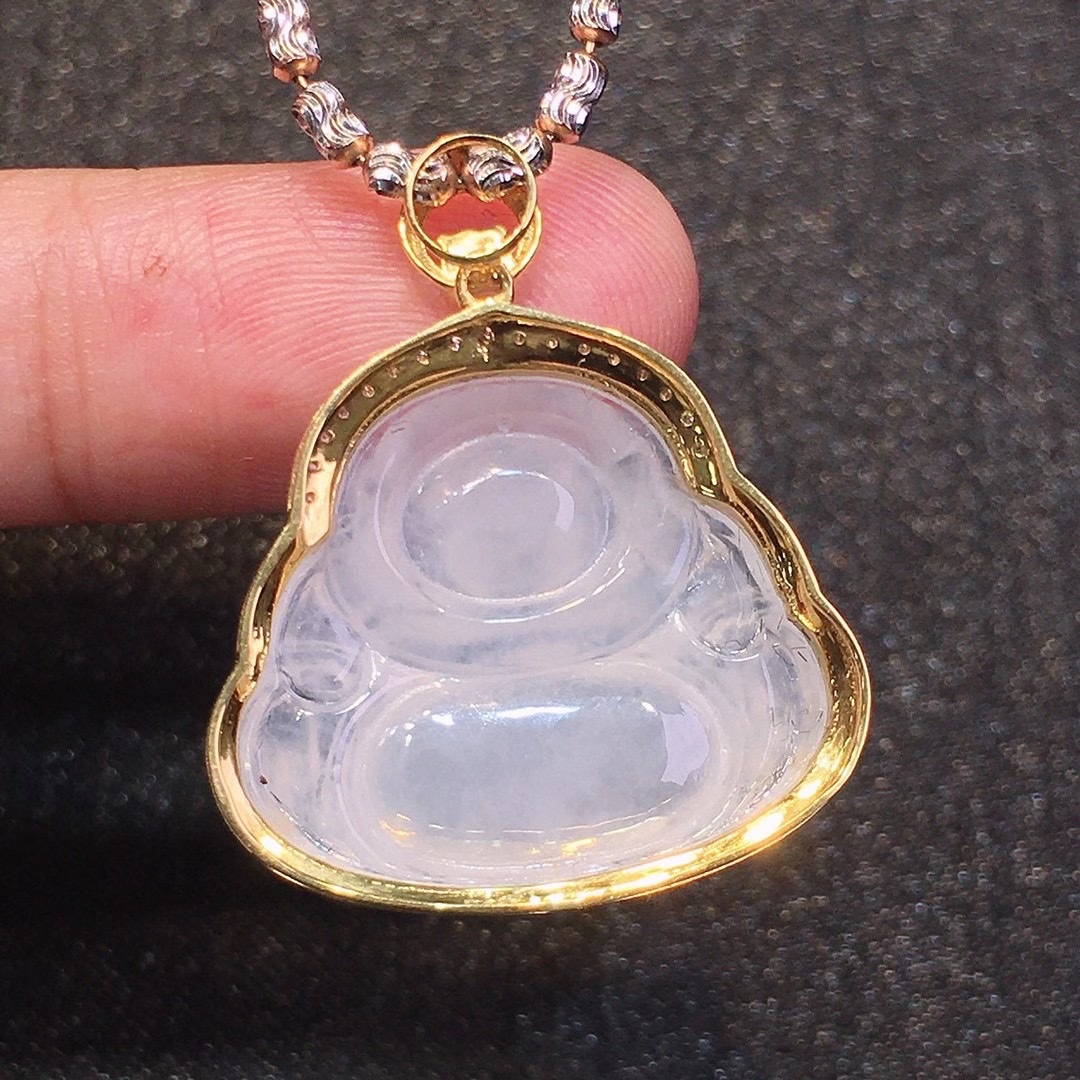 Ice Buddha statue pendant detail image 4