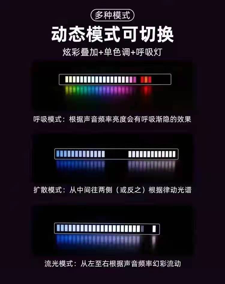 音乐 节奏灯 补光灯 直播灯 LED灯 USB灯 RGB声控拾音灯 氛围灯 车载麦克风智能拾音灯  详情6