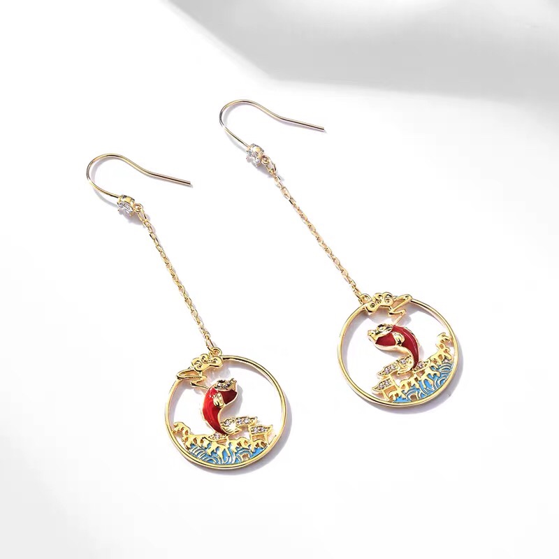 Chinese fashion trend carp jump dragon gate cute girls must have ear hooks