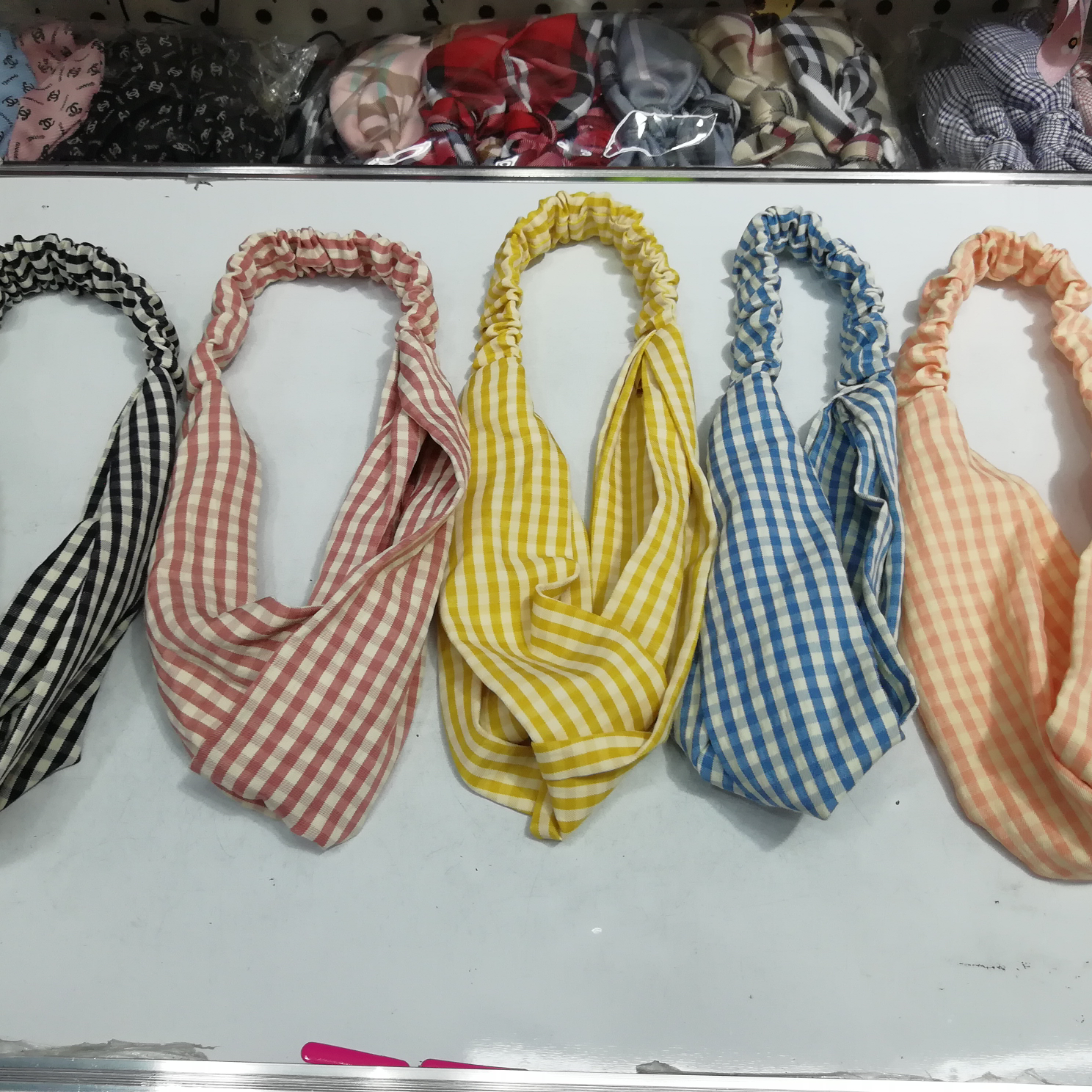 Plaid headbands are popular