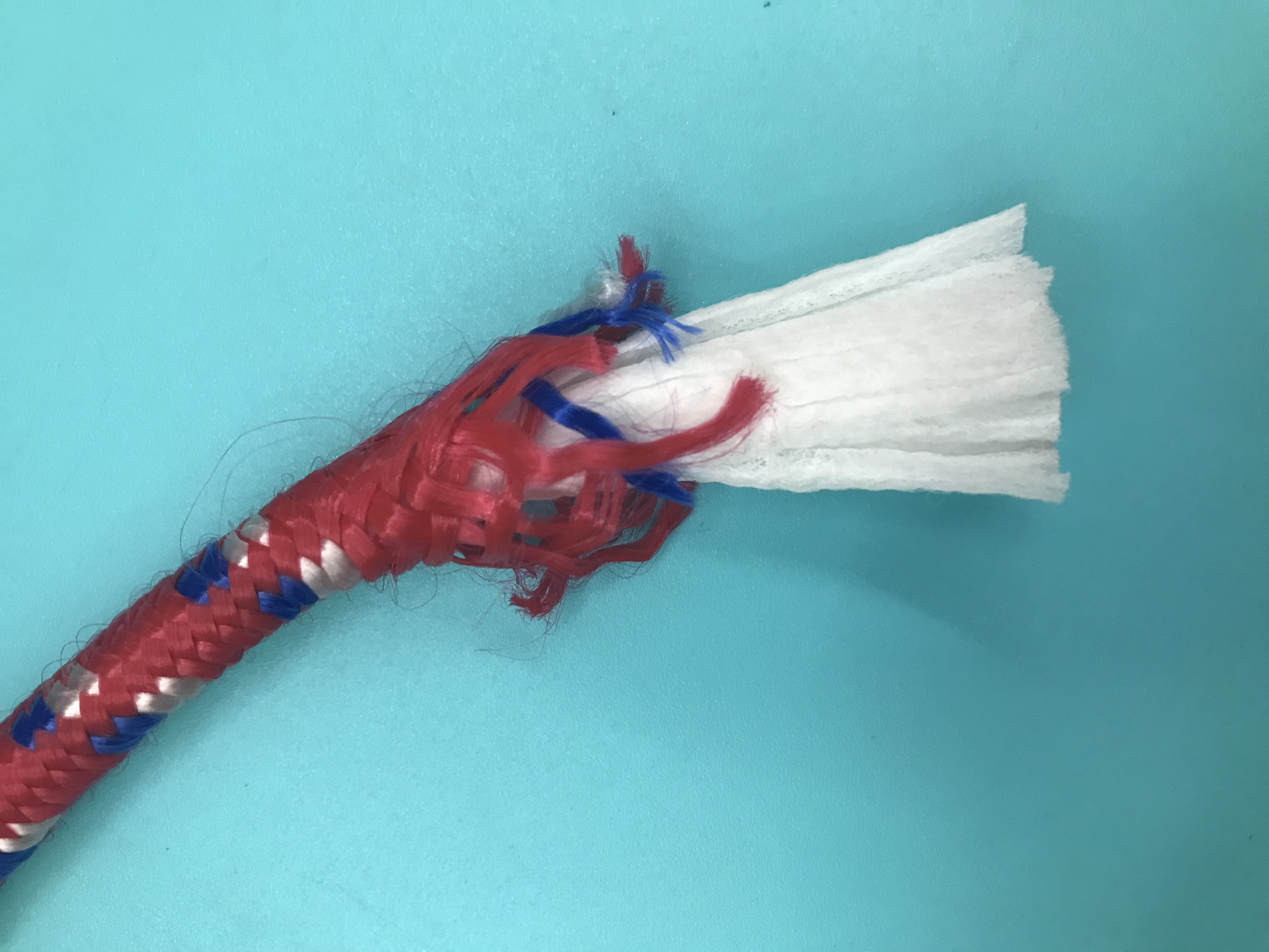 Blue, white and red polypropylene non-woven fabric core-wrapped rope 10mmx20m, pet leash, universal binding rope, strapping rope, clothes drying rope. detail image 4