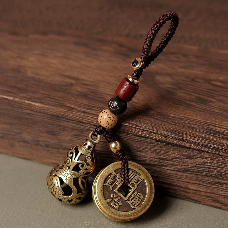 Wudi qin hollow cobre calabaza llavero
