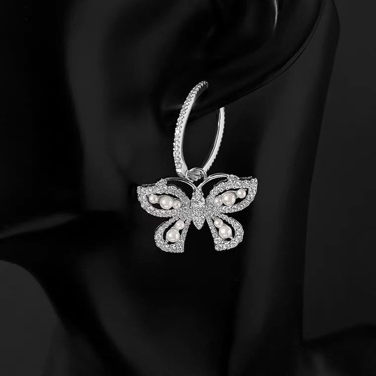 Small zirconium earring bow earrings details Picture