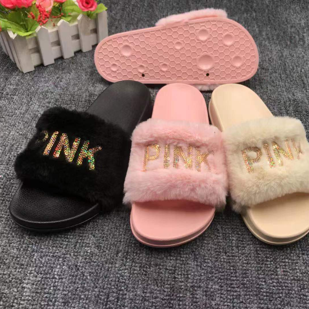 New embroidered letter fluffy slippers 272
