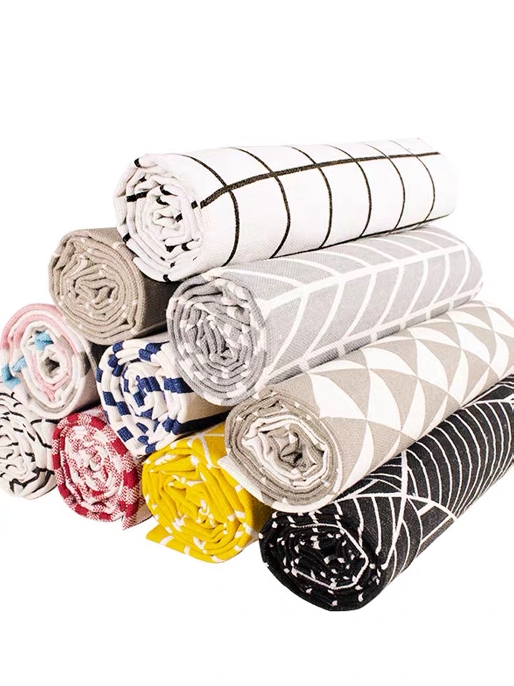 Green Printed Cotton Linen Cloth Floral Plaid Nordic Ins Wind Curtain Sofa Linen Tablecloth Printing Diy Specification drawing