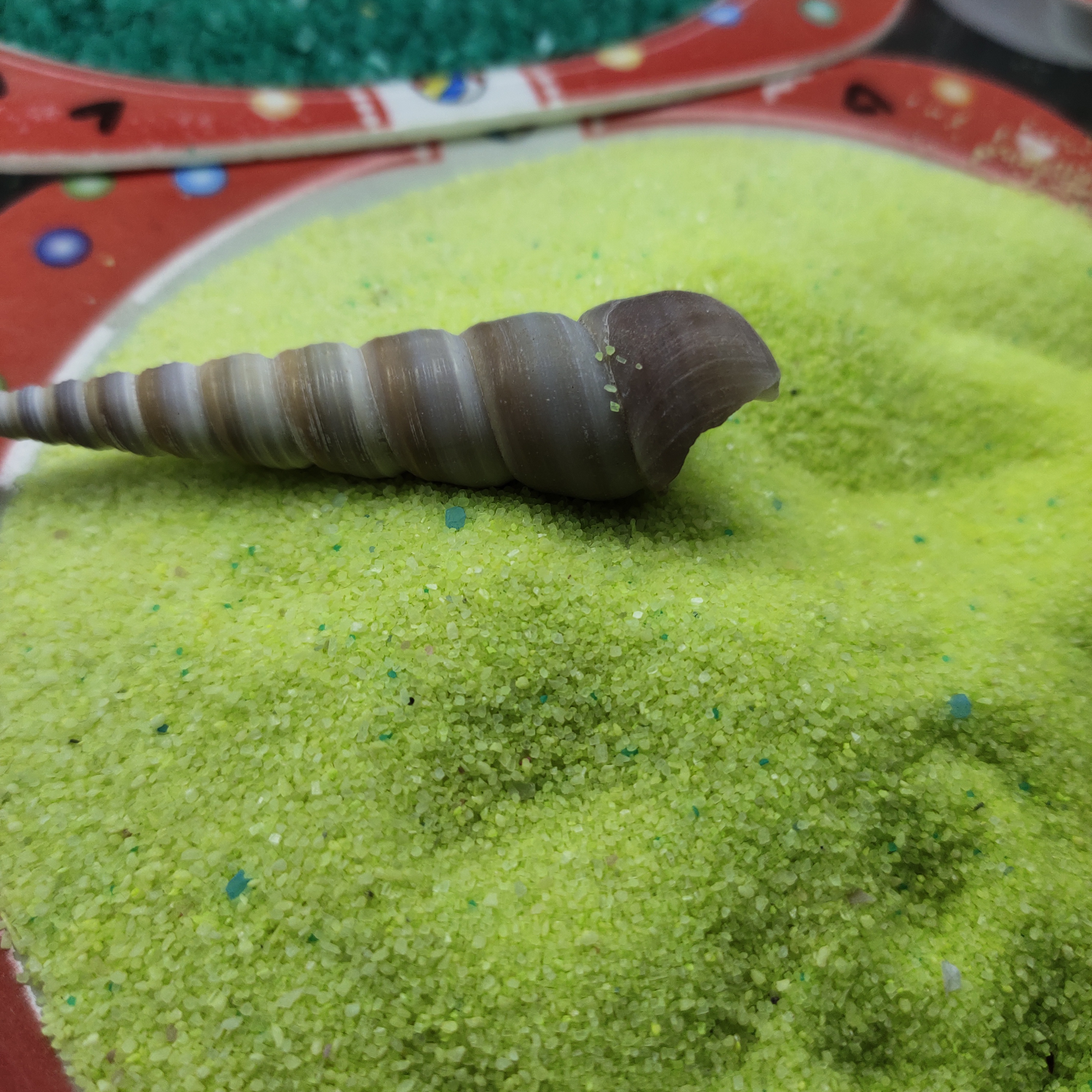 The sand is bright yellow.