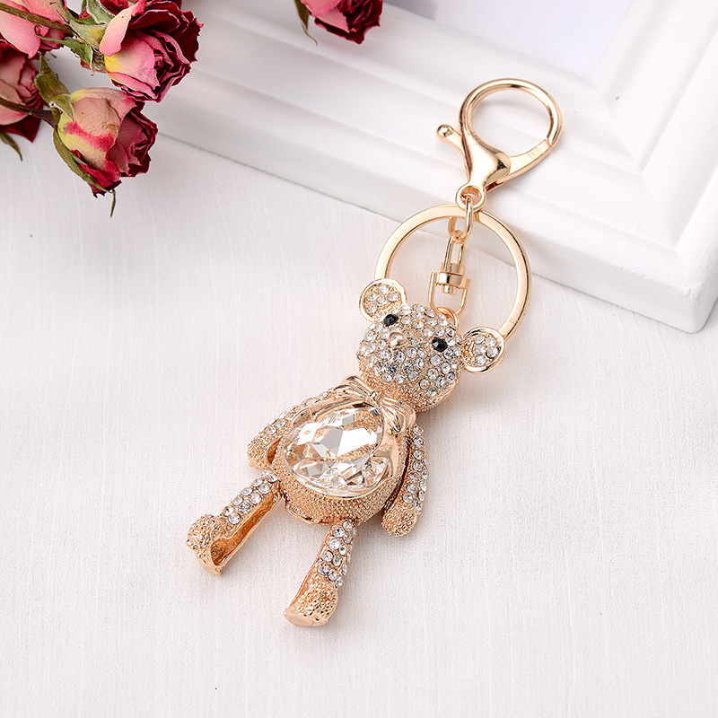 Teddy bear crystal keychains, rhinestone ornaments and car pendants are popular in South Korea Specification image