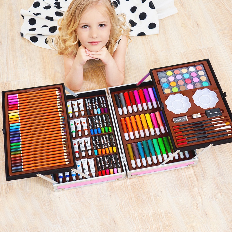 画画工具套装绘画儿童画笔礼盒小学生水彩笔美术学习用品女孩礼物