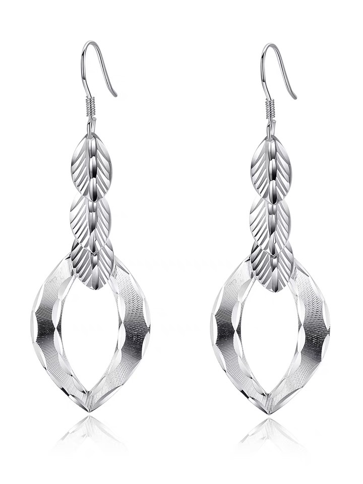 Earhook feather teardrop-shaped earrings details Picture
