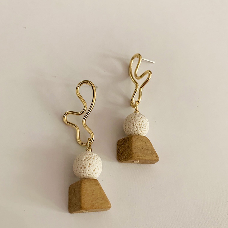 Geometric volcanic stone earrings, outstanding temperament.