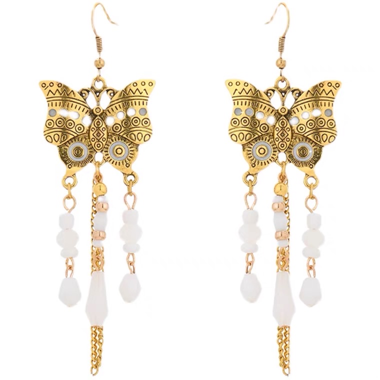 Earhook butterfly glass bead earrings details Picture