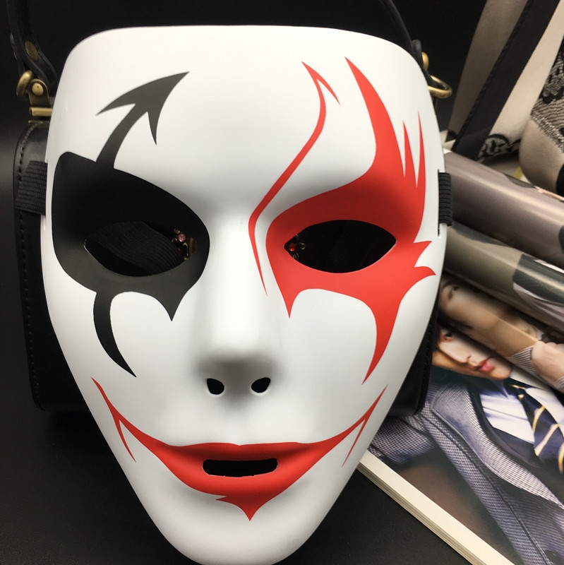 新款彩绘全脸假面舞客齐舞抖音面具cos派对表演鬼步街舞面具男女19白底实物图
