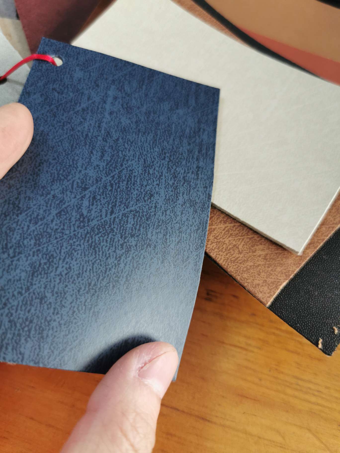 Space leather blue color-coated textured leather detail image 1