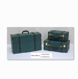 Green wood European-style vintage suitcase Prop Clothes storage box Tidy storage Wooden box Vintage leather suitcase suitcase