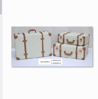 Wooden European-style PU vintage suitcase Prop Clothes storage box Tidy storage Wooden box Vintage leather suitcase suitcase full figure