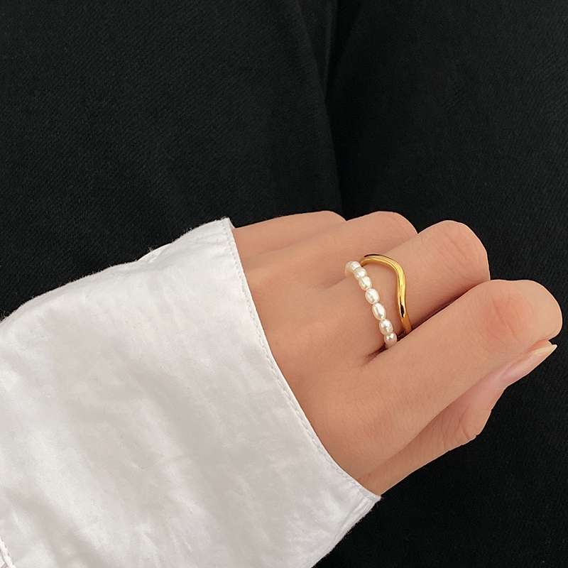 خواتم اللؤلؤ الطبيعية ذات طابقين Item Picture