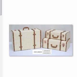 White wooden European-style vintage suitcase Prop Clothes storage box Tidy storage Wooden box Vintage leather suitcase suitcase