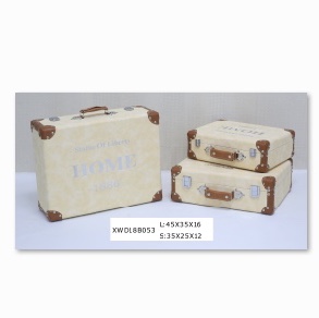 复古手提箱子家用储物收纳盒老式做旧皮箱英伦风橱窗装饰道具木箱