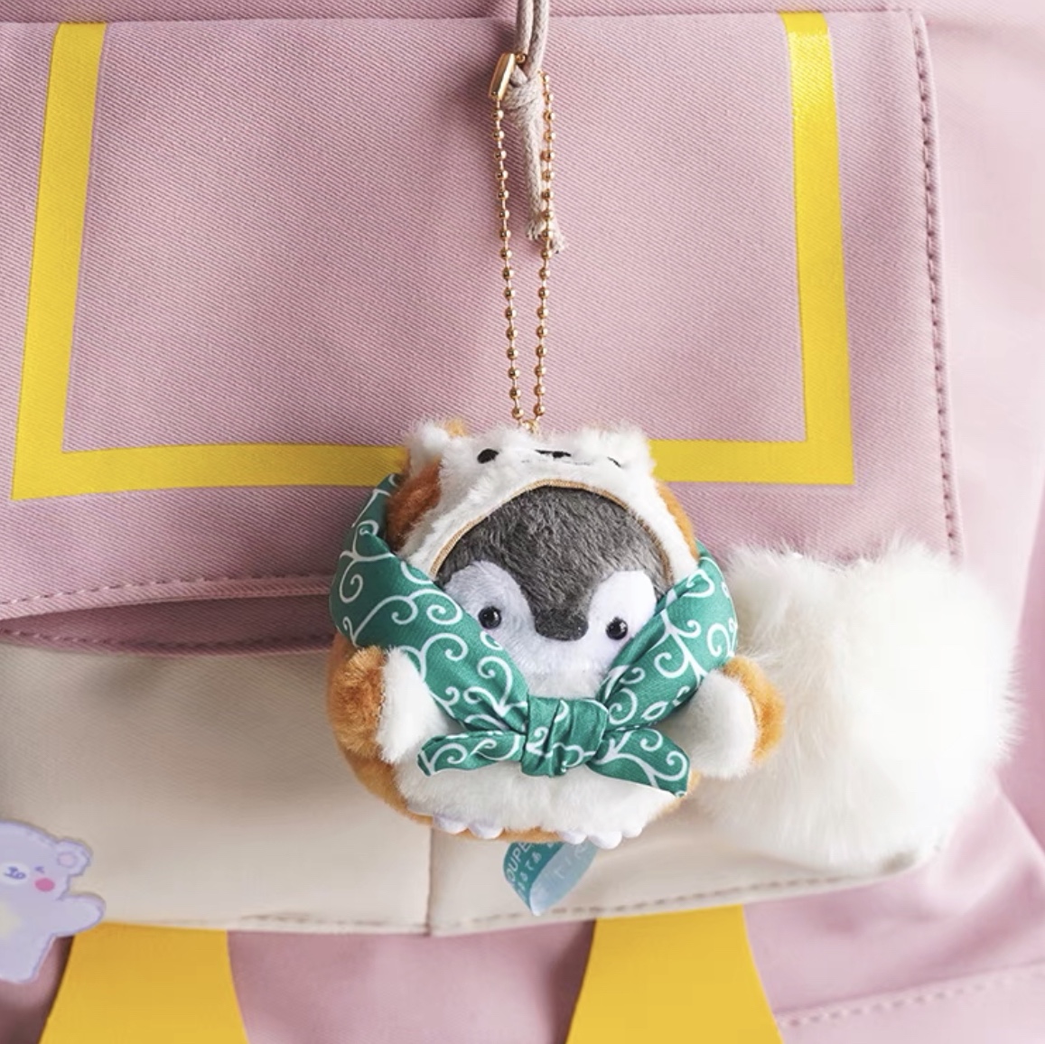 Positive energy shrimp and penguin bag pendant, plush toy, good luck schoolbag pendant, cute keychain, Japanese doll 64