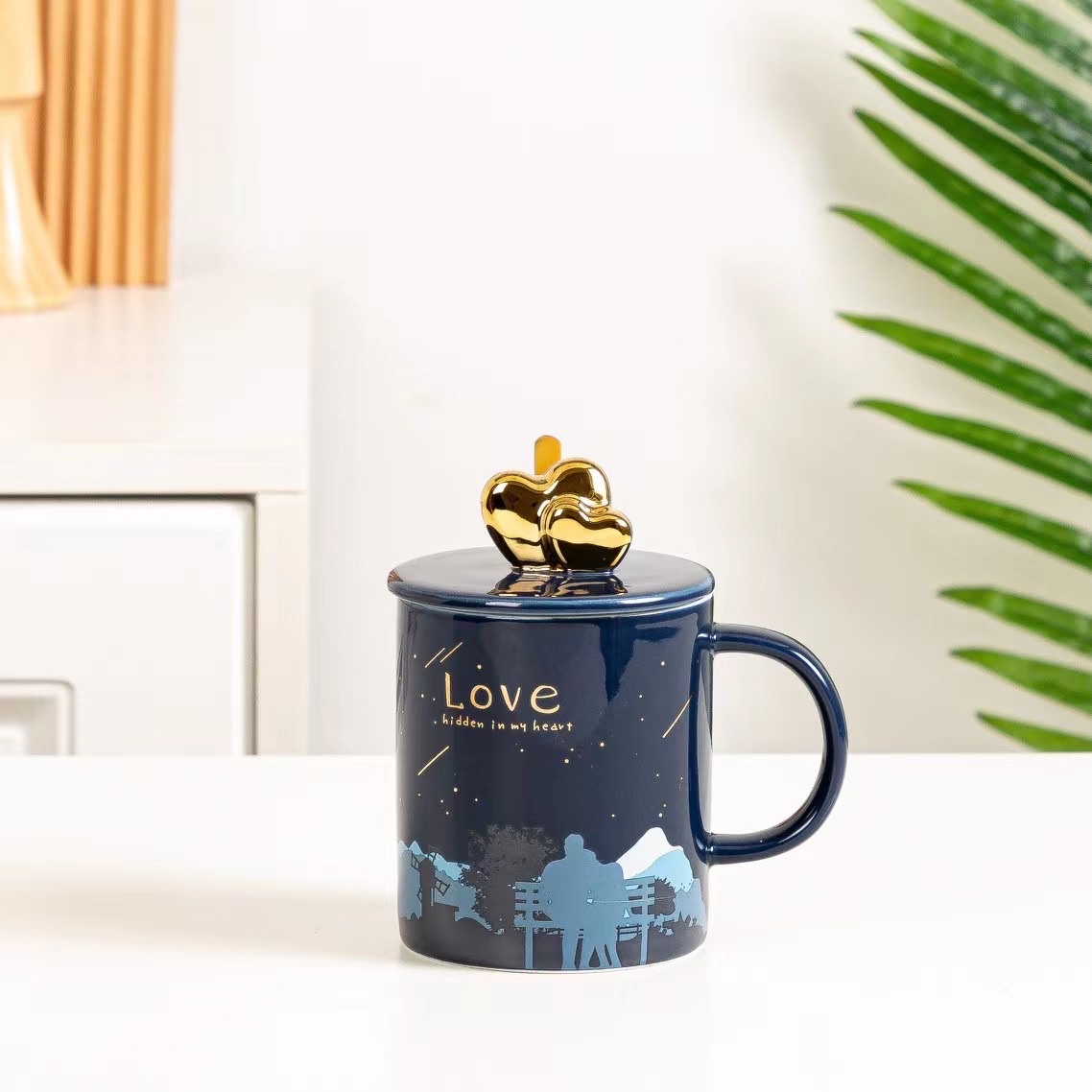 Valentine's Day pair cups, gift cups, the same style as the popular Douyin household couple cups, ceramic children's sets, household breakfast cups, coffee sets, water cups, ceramic three-dimensional relief cups detail image 8