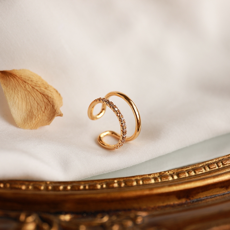 Double ring light luxury senior sense ring opening retro ins niche design sense fold wear fashion woman