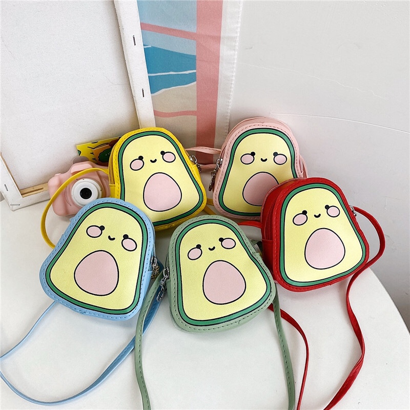 New children's coin purse Avocado PU crossbody Bag Female Cute Avocado crossbody bag Multi-colored shoulder bag