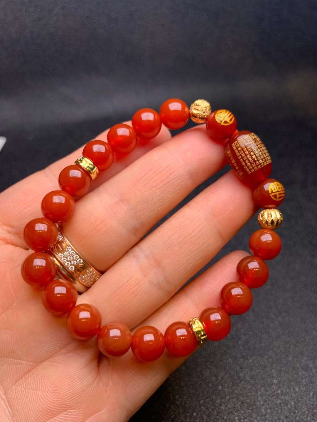 新款玛瑙🎈10m超5A红玛瑙搭配心经手珠详情图7