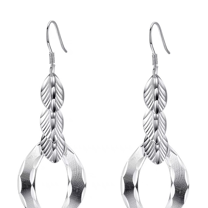 Earhook feather teardrop-shaped earrings