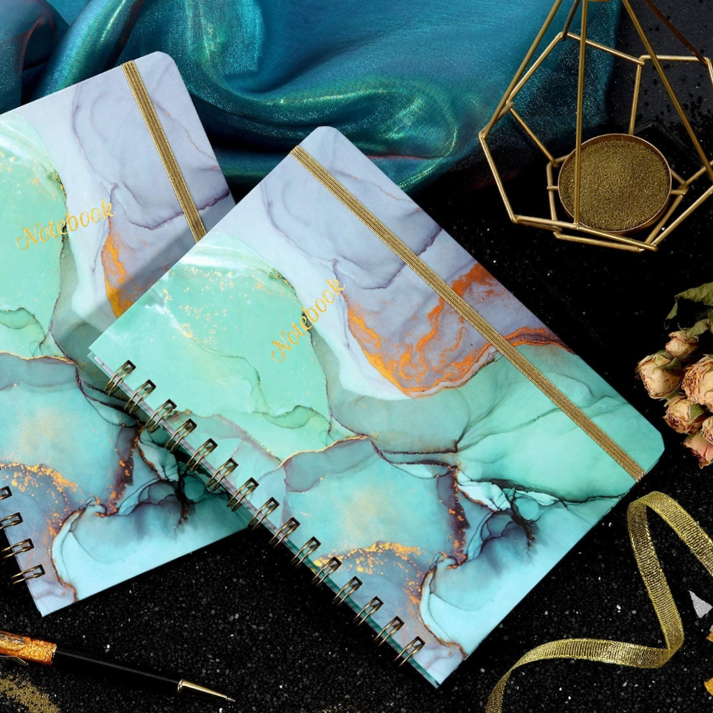 Donghu Paper products unicorn Korean cartoon in's hot mini portable coil notebook marble green gold rim coil book