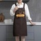 烫金刀叉图案背带式围裙厨房用品纯棉女士围裙图