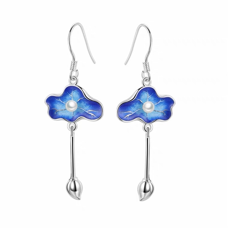 Earhook cloisonne earrings details Picture