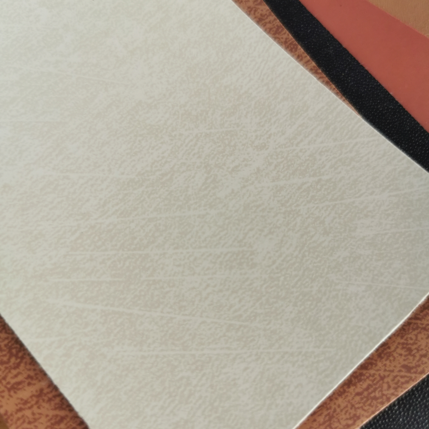 Space leather beige two-tone embossed trademark leather