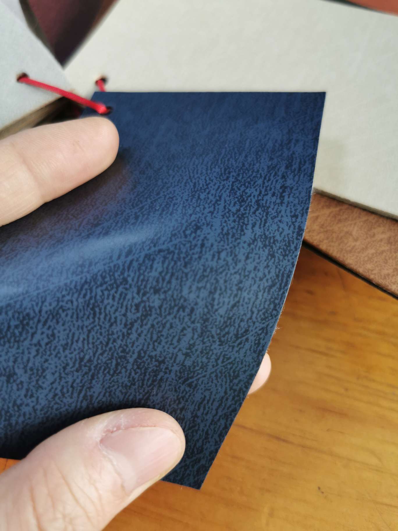 Space leather blue color-coated textured leather Specification image