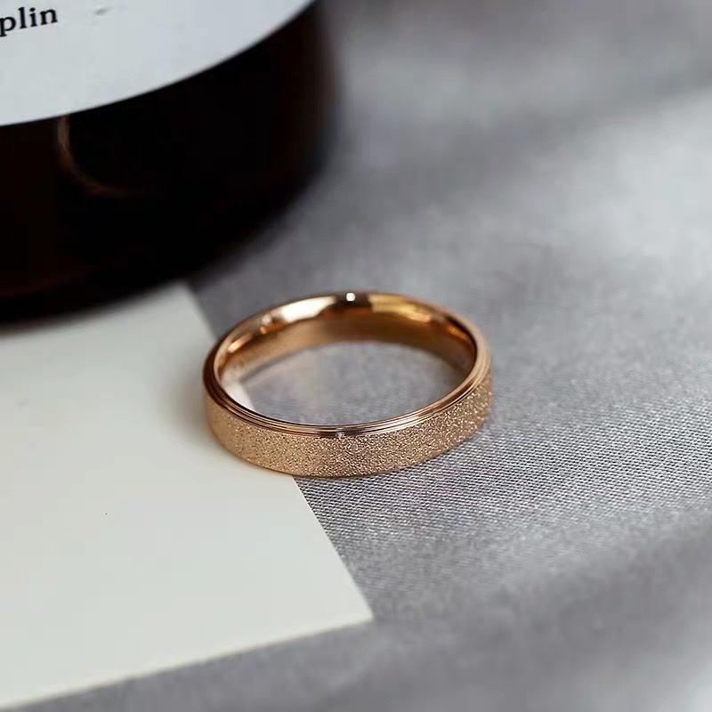 A light luxury and niche design with a frosted plain ring, a fashionable and personalized titanium steel index finger ring for women details Picture