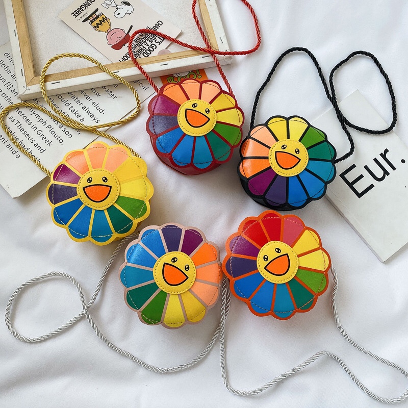 New shoulder bag Children's small shoulder bag color Sunflower colorful new shoulder bag crossbody bag 69