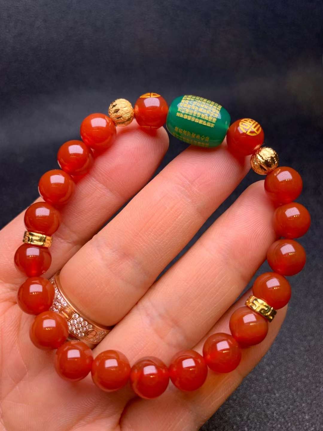 新款玛瑙🎈10m超5A红玛瑙搭配心经手珠详情图3