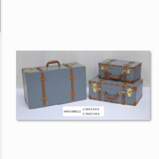 Wooden European-style vintage suitcase Prop Clothing storage box Tidy storage Wooden box Vintage leather suitcase Luggage suitcase